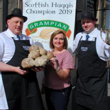 Louise Harley from Grampian with Matthew and John at Tom Courts