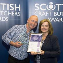 JB Houston 2017 Scottish Haggis Champion with Louise Harley of Grampian Oat Products