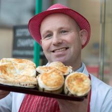 Andrew Kirk at Kirk Butchers in Cardenden, Fife with his award winning pies