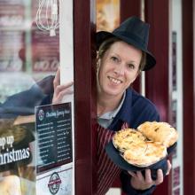 Lisa George with her Gold award winning Bridies at The Butchers Shop, Kinghorn, Fife.