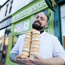 Gold award winning Scotch pies from Scott Sherriff at Wrights Butchers, East Kilbride